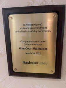 20th Membership Anniversary Award from Nashoba Valley Chamber of Commerce